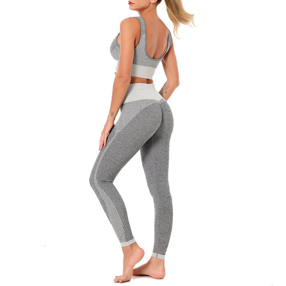 Yoga Set Sports Bra and Leggings Jogging Women Gym Set Clothes Seamless Workout Sports Tights Women Fitness Sports Suit