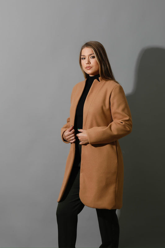 Woolen Short Coat - Camel