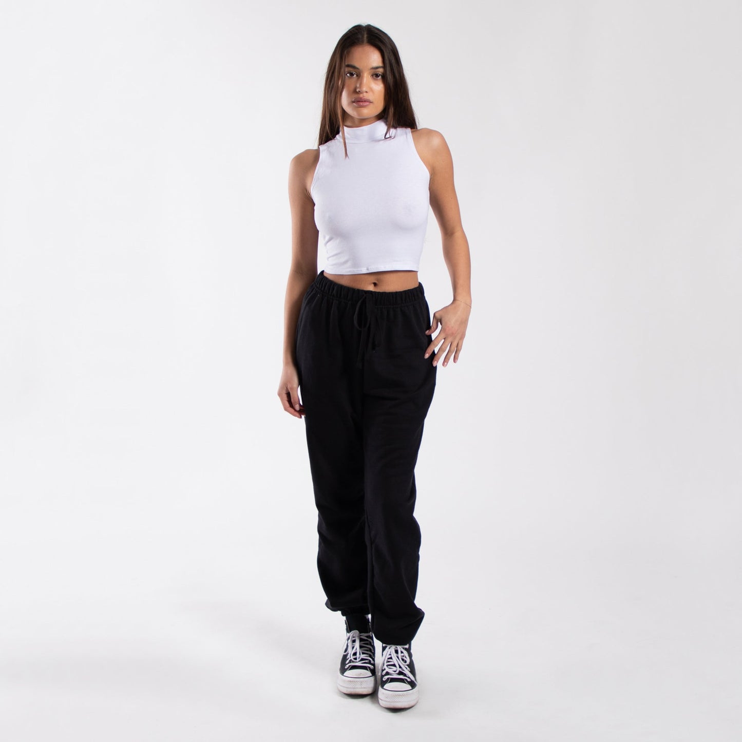 0890 - Women's Mock Neck Cropped Muscle Tank