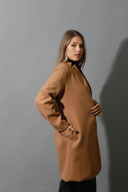 Woolen Short Coat - Camel